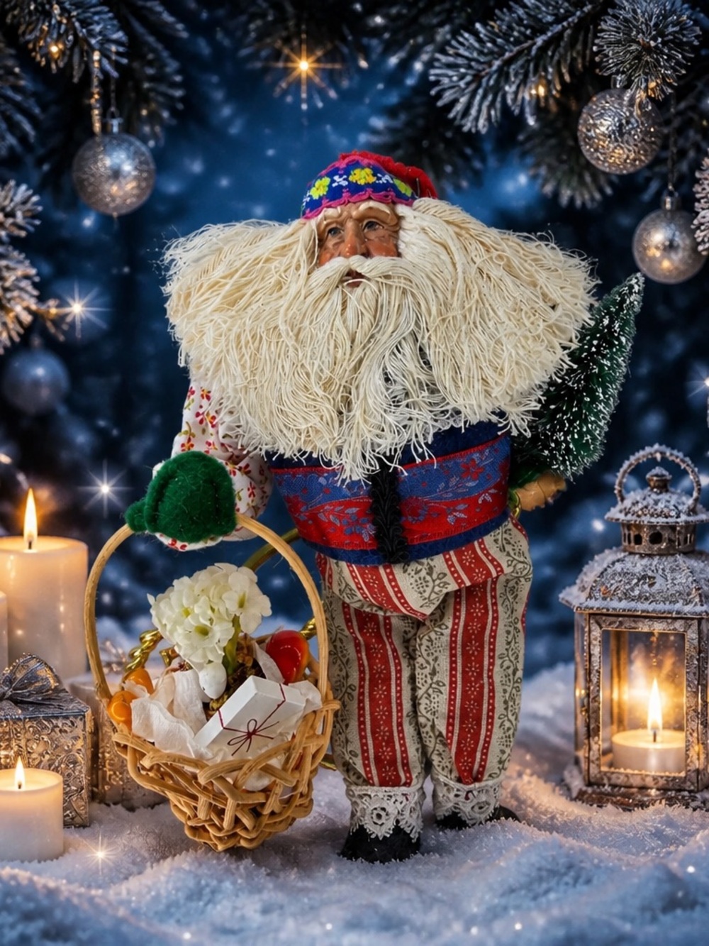 Vintage Handmade Santa Claus Christmas Ornament Folk Art Holiday Decor